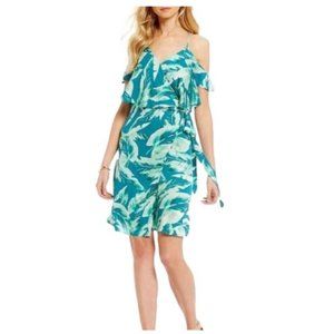 GIANNI BINI Women's Amy Floral Print Dress Wrap Style Turquoise  Size: XS
